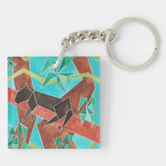 Jungle Panther Original Abstract Art Sleutelhanger (Achterkant)