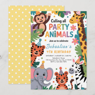 Jungle Party Animals Birthday Kaart