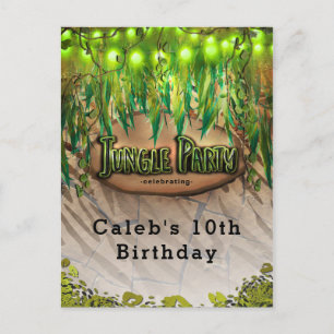 JUNGLE PARTY Bladeren & Dierprint Evenementen Flye Aankondigingskaart