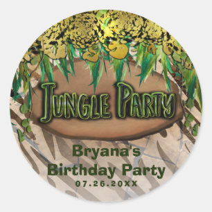 JUNGLE PARTY Goud Glam Dierenprint op Maat Gemaakt Ronde Sticker