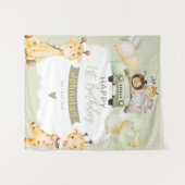 Jungle Pastel 1st Birthday Cute Giraffe Backdrop Wandkleed (Voorkant (horizontaal))