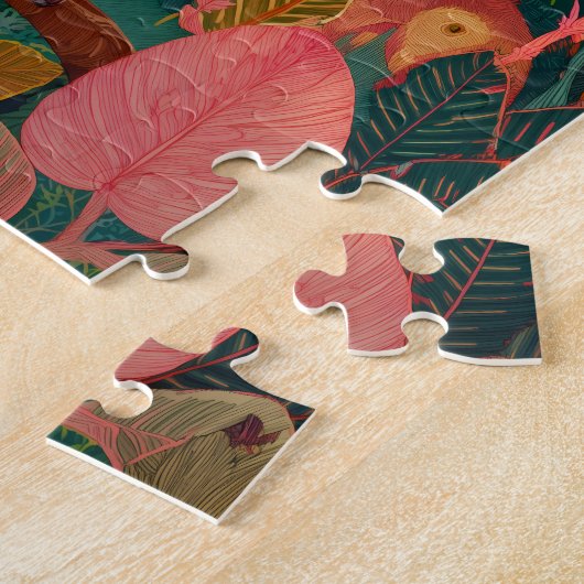 Jungle Puzzle – Leopard, Parrot, Toucan & Monkey Legpuzzel (Zijkant)