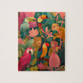 Jungle Puzzle – Leopard, Parrot, Toucan & Monkey Legpuzzel (Verticaal)