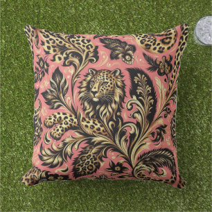 Jungle Roze en Zwarte Luipaard  Buitenkussen
