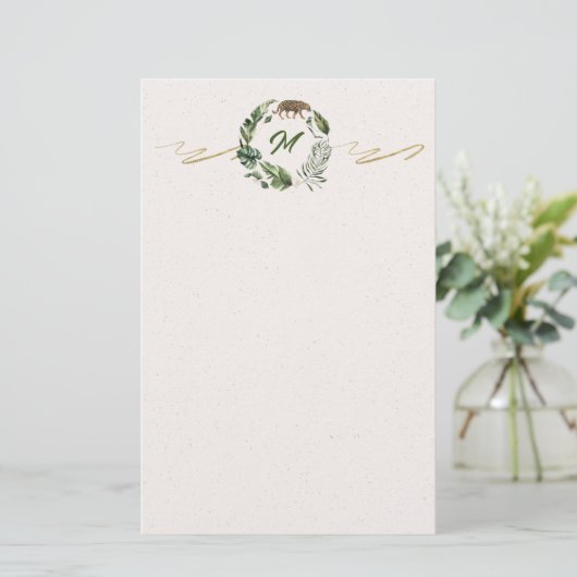 Jungle Rumble Monogram Briefpapier (Staand voorkant)