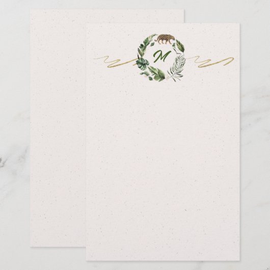 Jungle Rumble Monogram Briefpapier (Voorkant / Achterkant)
