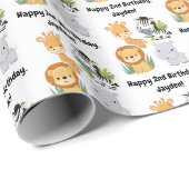 Jungle Safari 1e 2e 3e 4e verjaardag Cadeaupapier (Rol Hoek)