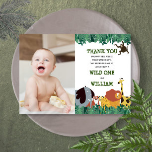 Jungle Safari 1e verjaardag Wilde Bedankkaart