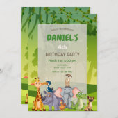 Jungle Safari Animals Birthday Party Kaart (Voorkant / Achterkant)