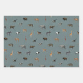 Jungle Safari Animals Pattern Blue Beige Grey Inpakpapier Vel (Voorkant 2)