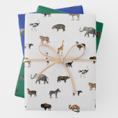 Jungle Safari Animals Pattern Blue Green Grey Inpakpapier Vel (In situ)