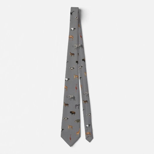 Jungle Safari Animals Pattern Dark Grey Neck Tie Stropdas (Voorkant)