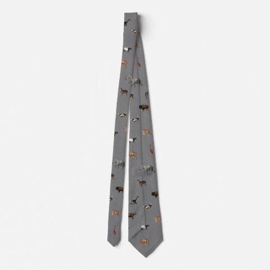 Jungle Safari Animals Pattern Dark Grey Neck Tie Stropdas (Achterkant)