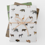 Jungle Safari Animals Pattern Green Brown Grey Inpakpapier Vel (In situ)