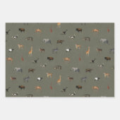 Jungle Safari Animals Pattern Green Brown Olive Inpakpapier Vel (Voorkant)