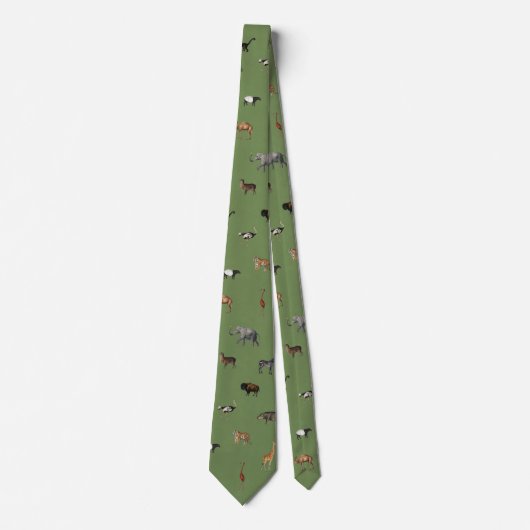Jungle Safari Animals Pattern Green Neck Tie Stropdas (Voorkant)
