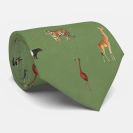 Jungle Safari Animals Pattern Green Neck Tie Stropdas