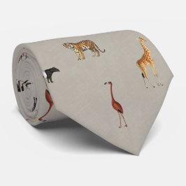 Jungle Safari Animals Pattern Grey Neck Tie Stropdas