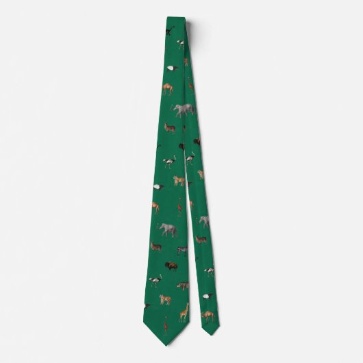 Jungle Safari Animals Pattern Kelly Green Neck Tie Stropdas (Voorkant)
