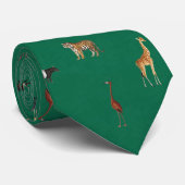 Jungle Safari Animals Pattern Kelly Green Neck Tie Stropdas (Opgerold)