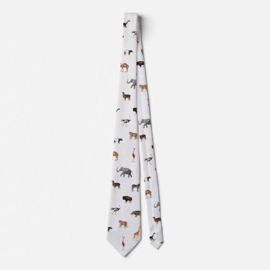 Jungle Safari Animals Pattern Stone White Neck Tie Stropdas (Voorkant)