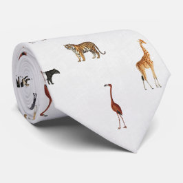 Jungle Safari Animals Pattern Stone White Neck Tie Stropdas
