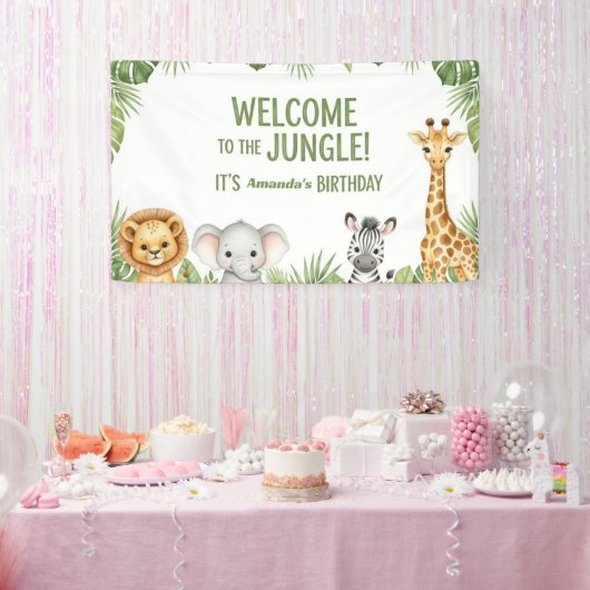 Jungle Safari Animals Welcome Birthday Banner (Feest)