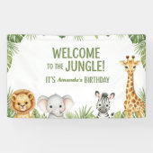 Jungle Safari Animals Welcome Birthday Banner (Horizontaal)