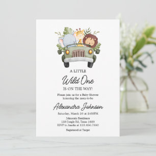 Jungle Safari Autothema Jongens Baby Shower Kaart
