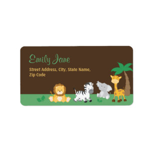 Jungle Safari Baby Shower Adreslabel Etiket