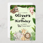 Jungle Safari Birthday Invitation Kaart (Voorkant / Achterkant)