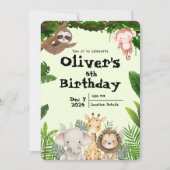 Jungle Safari Birthday Invitation Kaart (Voorkant)