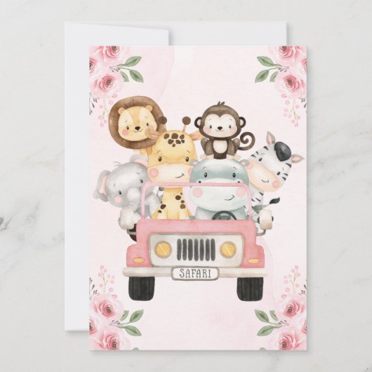 Jungle Safari Birthday Invitation Kaart (Achterkant)