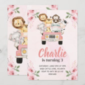 Jungle Safari Birthday Invitation Kaart (Voorkant / Achterkant)