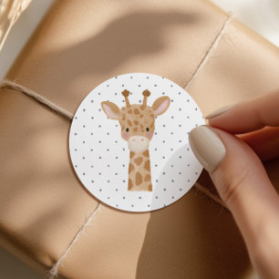 Jungle Safari Blauwe Stippen Giraffe Verjaardag Jo Ronde Sticker