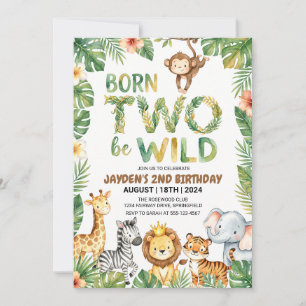 Jungle Safari Born To Be Wild Verjaardagsuitnodigi Kaart