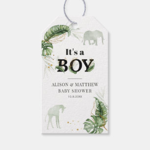 Jungle Safari Botanische Jongens Baby Shower Cadeaulabel