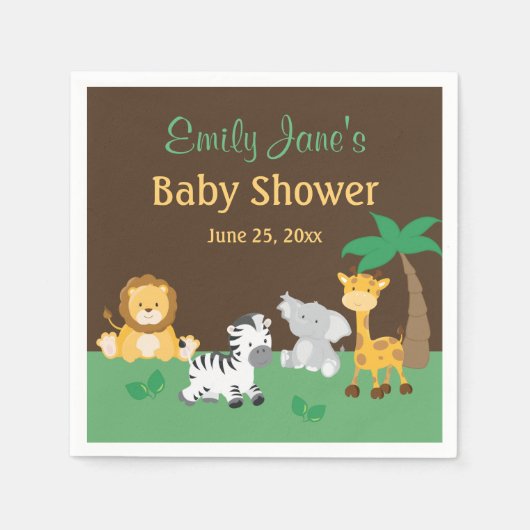 Jungle Safari Boy Baby Shower Servetten (Voorkant)