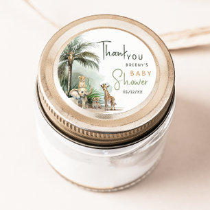 Jungle Safari Dieren Baby Shower Bedankje Cadeautj Ronde Sticker