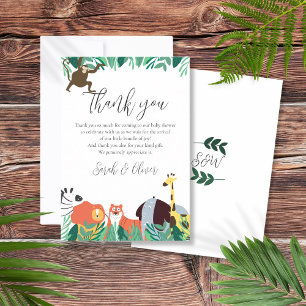 Jungle Safari Dieren Baby Shower Bedankkaart
