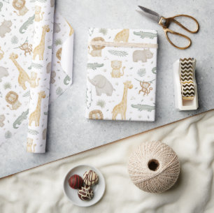 Jungle Safari Dieren Baby Shower Inpakpapier