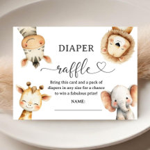 Jungle Safari Dieren Baby Shower Luier Raffle