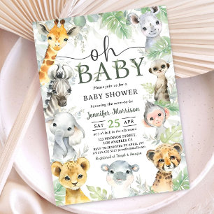 Jungle Safari Dieren Baby Shower Oh Baby  Kaart
