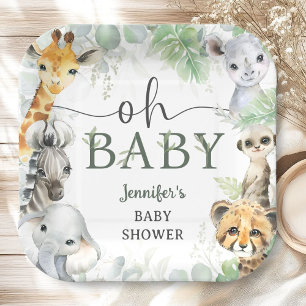 Jungle Safari Dieren Baby Shower Oh Baby Papieren Bordje