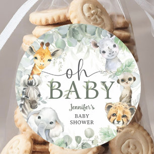 Jungle Safari Dieren Baby Shower Oh Baby Ronde Sticker