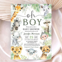 Jungle Safari Dieren Baby Shower Oh Jongen