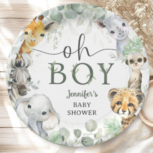 Jungle Safari Dieren Baby Shower Oh Jongen Papieren Bordje