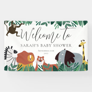 Jungle Safari Dieren Baby Shower Welkom Bord Spandoek