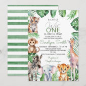 Jungle Safari Dieren Groene Baby Shower Kaart (Voorkant / Achterkant)