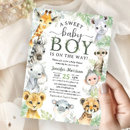 Jungle Safari Dieren Jongen Baby Borrel Tropisch Kaart
